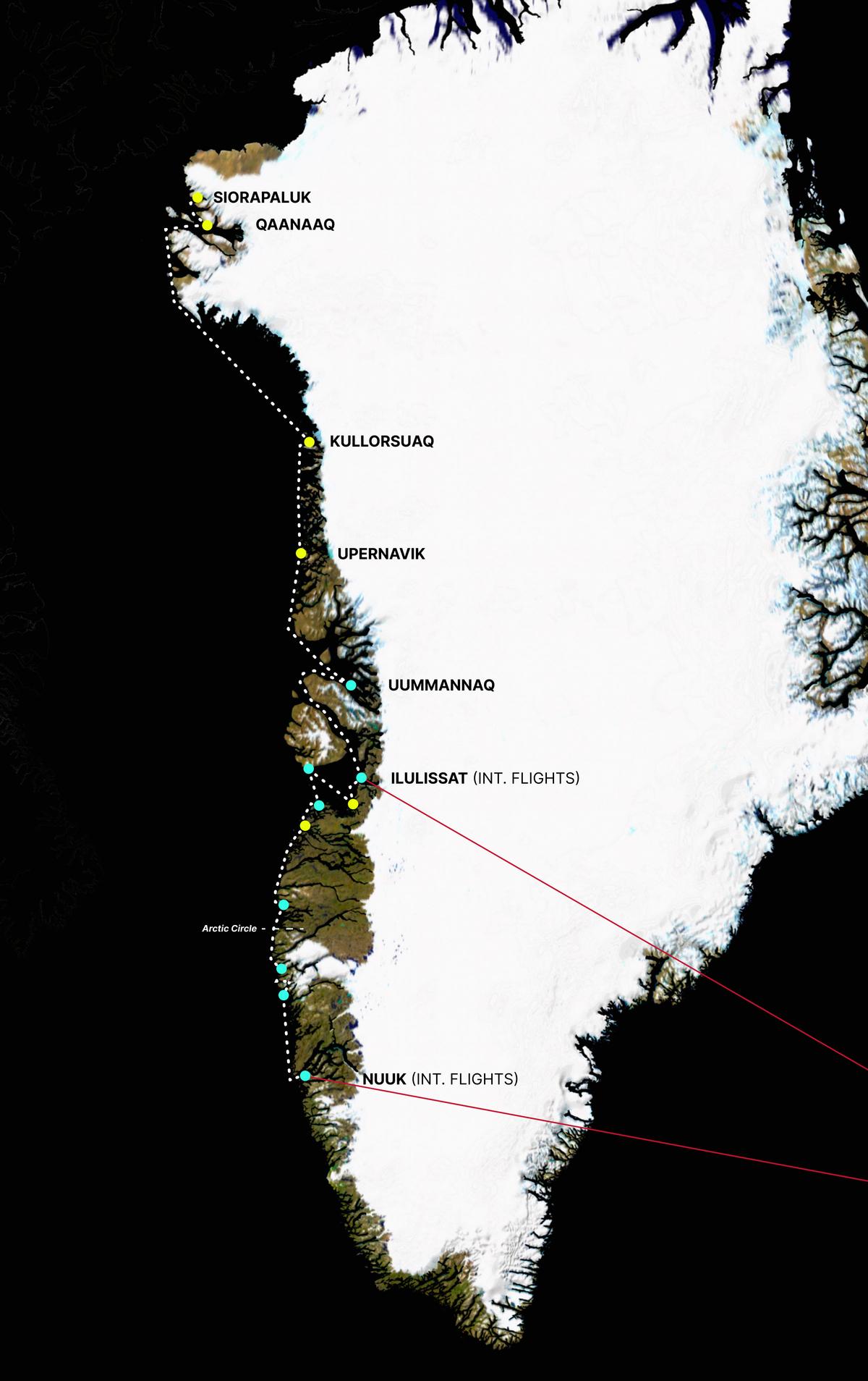 2025 SPECIAL: Nuuk ↑ Qaanaaq ↓ Ilulissat,2025 SPECIAL: Nuuk ↑ Qaanaaq ↓ Ilulissat,2025 SPECIALE: Nuuk ↑ Qaanaaq ↓ Ilulissat, map