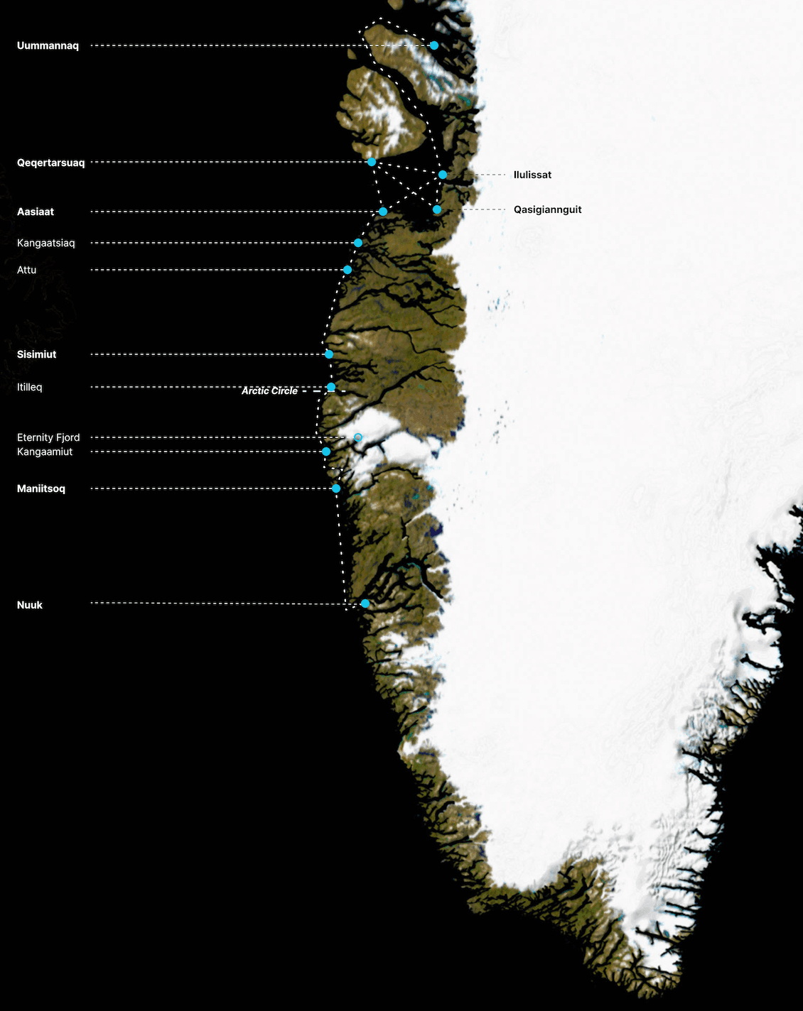The North Greenland Voyage map
