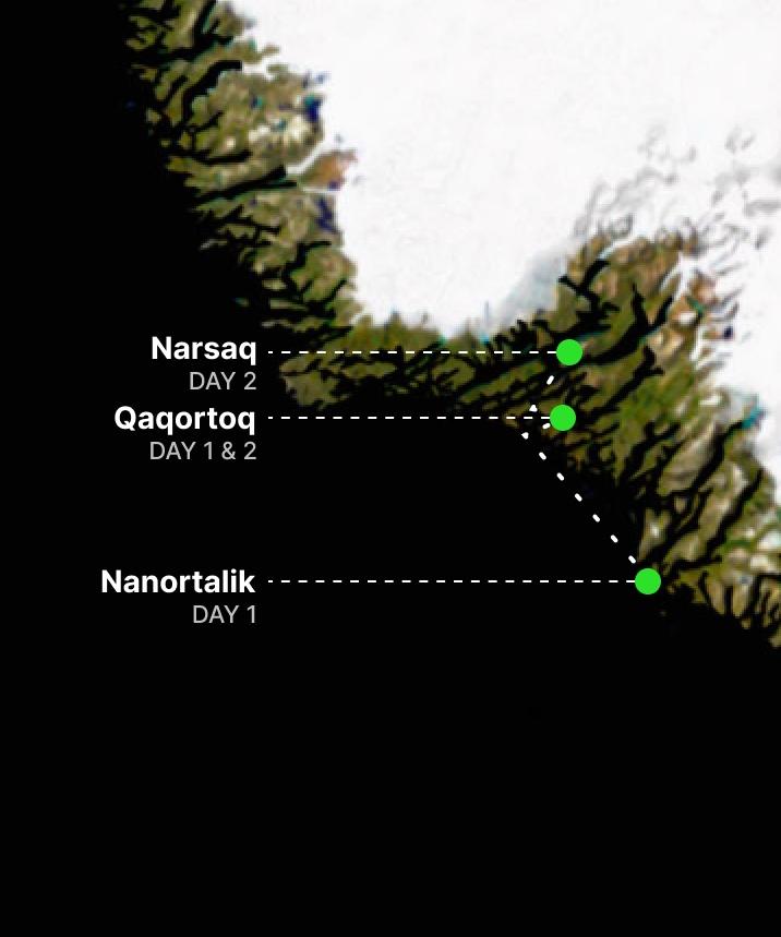 2-Day Mini Cruise from Qaqortoq through Nanortalik map