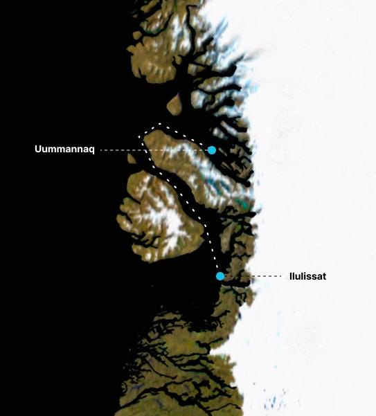 Greenland's Hidden Treasure: A roundtrip to Uummanaq from Ilulissat,Grönlands verborgener Schatz: Eine Rundreise von Ilulissat nach Uummanaq,Grønlands Skjulte Vidunder: Uummannaq, en rundrejse fra Ilulissat, map